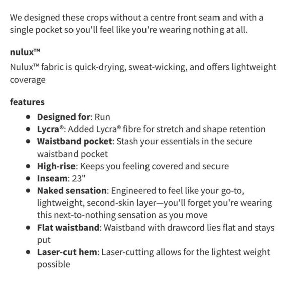 lululemon Run The Day Crop Low Tide Blush Berry Black Nulux Sz 6 - Picture 11 of 11